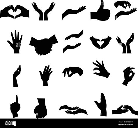 A Set Of Silhouette Clip Art Of Different Hand Poses Stock Vector Image