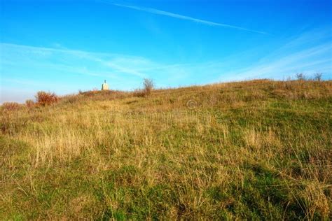 View On The Beautiful Colorful Autumn Grassy Landscape Upon The