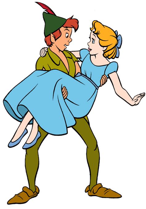 Peter Pan Carrying Wendy In His Arms Nickelodeon Cartoons Disney
