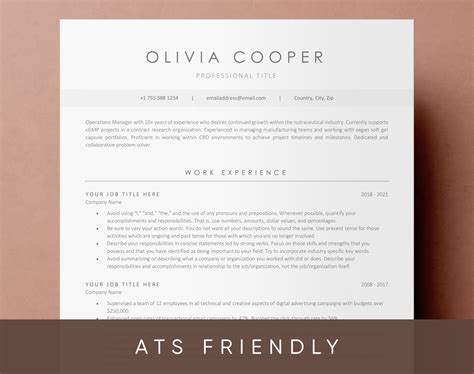 Ats Friendly Resume Template For Microsoft Word Cover Vrogue Co