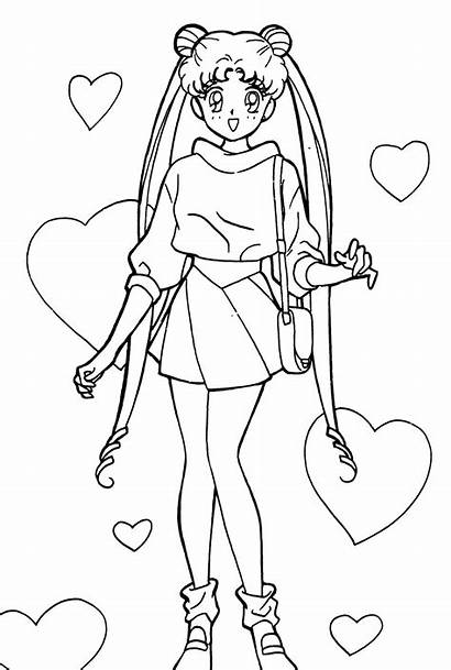 Coloring Pages Sailor Moon Usagi Tsukino Cartoon