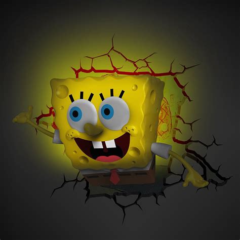 Spongebob Squarepants 3d Led Deco Wall Light Crack Stickers New Ebay