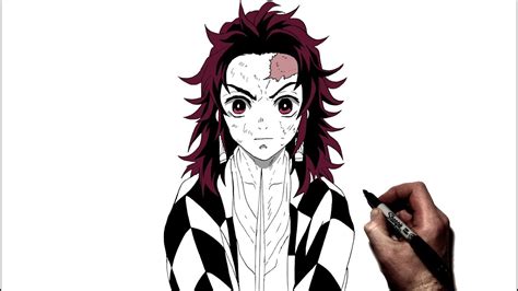 How To Draw Tanjiro Long Hair Step By Step Demon Slayer Youtube