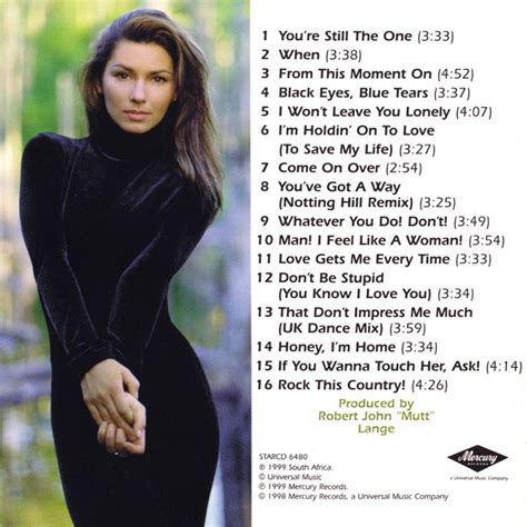 Shania Twain Come On Over Soth Africa Inside Cover Shania
