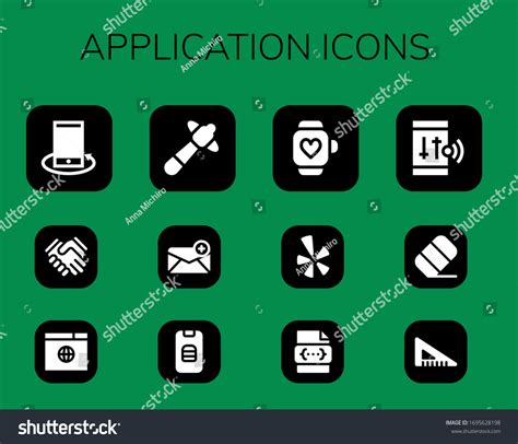 Application Icon Set 12 Filled Application Stock Vector Royalty Free