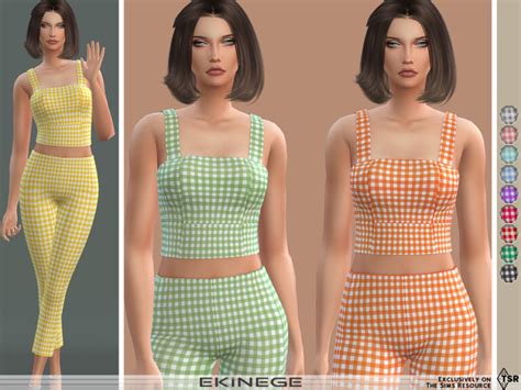 Gingham Crop Top By Ekinege At Tsr Sims 4 Updates