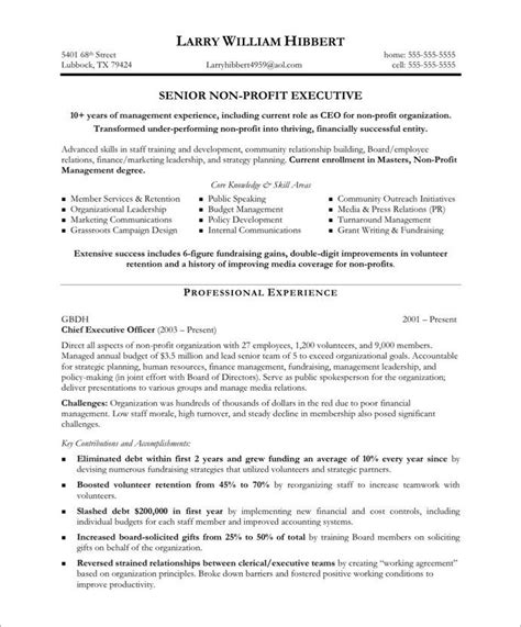 (1 days ago) in this sample job description for a nonprofit chief financial officer, the organization runs programs nationally and has complex funding sources. Non Profit Executive-Page1 | Non Profit Resume Samples ...
