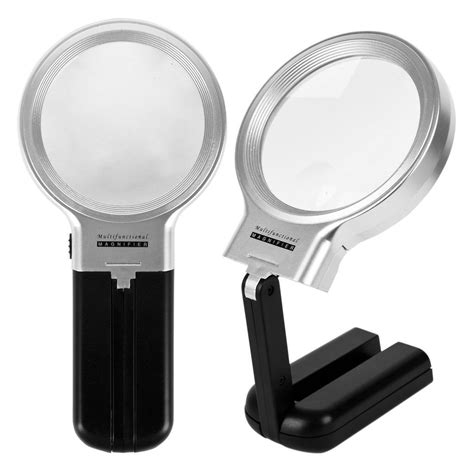 led lighted magnifier 2x 4x with folding stand hobby and craft illuminated magnifying glass