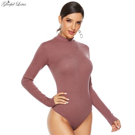 Sexy Knitted Bodysuits Plus Size Jumpsuits Bodycon Long Sleeve Women Spring Autumn Romper Tops