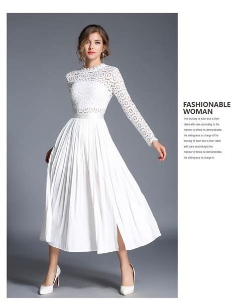 Elegant White Lace Long Sleeve Midi Dress Elegant