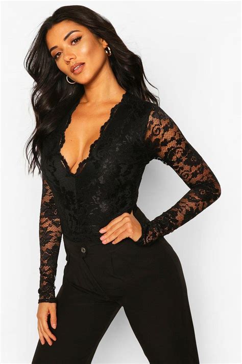 Tall Lace Long Sleeved Bodysuit Lace Bodysuit Outfit Black Lace Bodysuit Body Suit Outfits