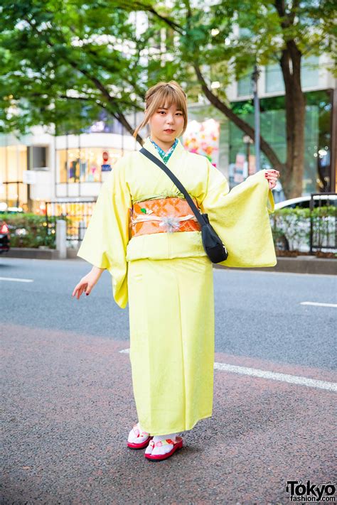 Japanese Kimono Street Style W Braided Updo Resale Komon Kimono Cat