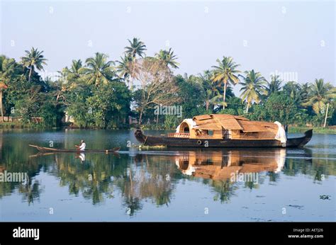 Tourists Rice Boat On The Backwaters Near Kayamkulam Kerala India Asia