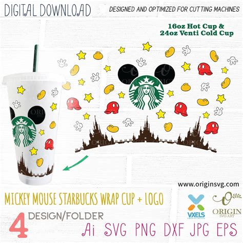 Mickey Wrap Svg Starbucks Svg File For Cutting Machine Mickey Svg