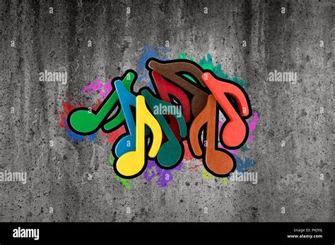 Graffiti Of Colorful Music Notes On The Wall Stock Photo Alamy