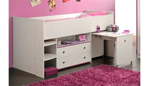 Votre lit au meilleur rapport qualité/prix c'est ici ! Lit mi-hauteur mixte, bureau et rangement - Novomeuble