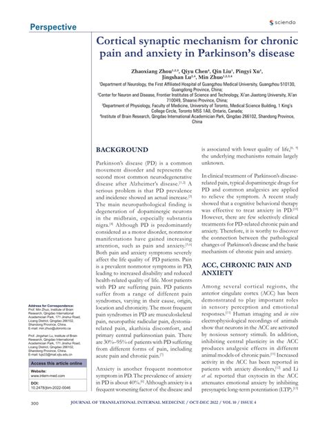Pdf Cortical Synaptic Mechanism For Chronic Pain And Anxiety In