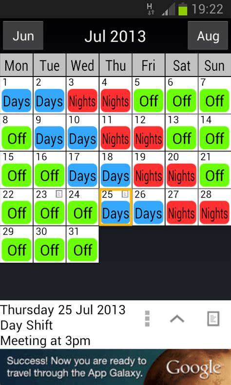 Employees work four days or nights and then have four days or nights off. Shift Work Calendar - Android Apps on Google Play