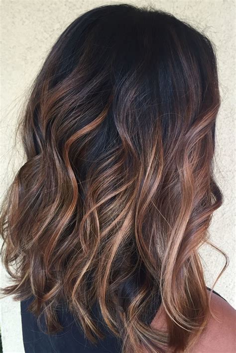 2015 hairstyles pretty hairstyles brown hairstyles hairstyle ideas wedding hairstyles dark brown hair with caramel highlights peekaboo highlights every woman knows that a smokey eye look is very sexy. Do balayage yourself and 54 trend looks | Hair color for black hair, Balayage hair, Hair color ...