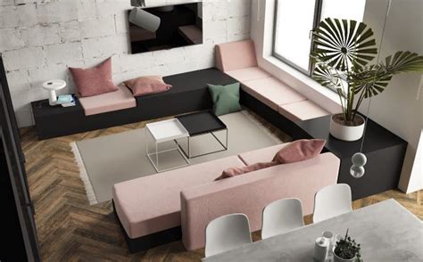 Pink And Black Living Room Interior Design Ideas