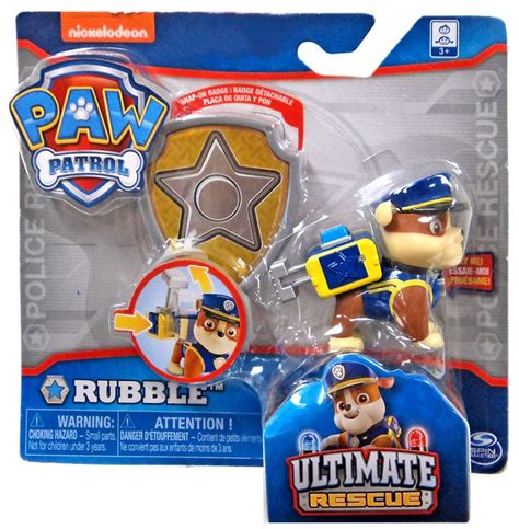 Paw Patrol Ultimate Rescue Rubble Exclusive Figure Badge Spin Master