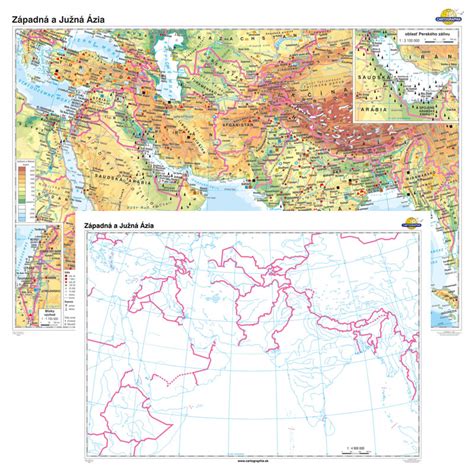 Západná A Južná Ázia Všeobecnogeografická Mapa Slepá Mapa Duo 140x100cm