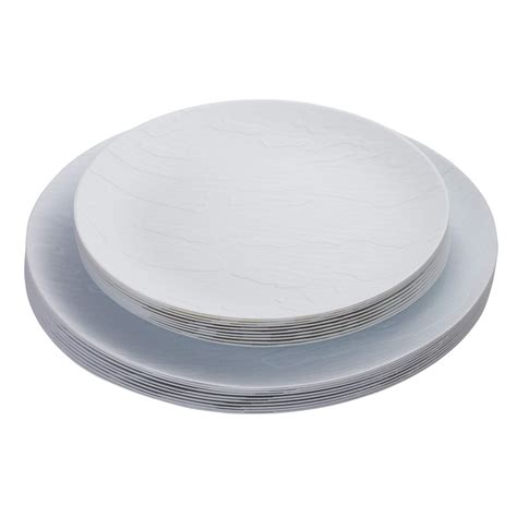 Posh Setting White Plastic Plates Disposable Plastic Wood Pattern