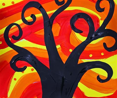 Art For Kids Painting An Abstract Swirly Tree Silhouette