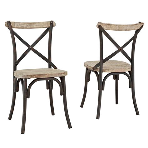 These iconic dining chairs were inspired by the famous wishbone chair by hans wegner. Set of 2 Industrial Wood Metal Dining Chairs Brown ...