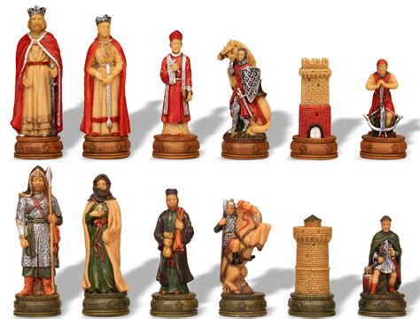 Camelot Theme Chess Set Hand Painted Solid Cast Polystone Pieces