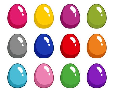 Bright Solid Color Easter Eggs Digital Clip Art Instant