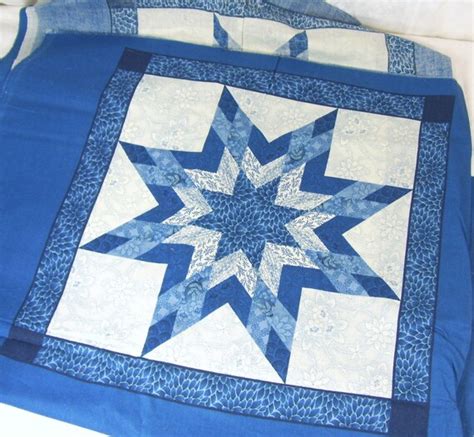 Vintage Fabric Cotton Blue Country Star Quilt Pattern Print