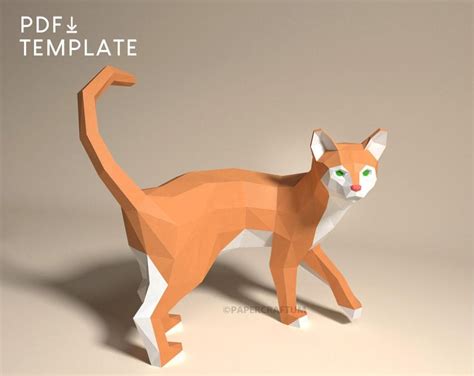 Cat Papercraft 3d Papercraft Animals Diy Paper Statue Etsy Uk Paper