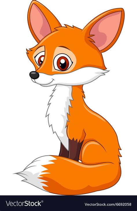 Illustration Of Cartoon Funny Fox Sitting Isolated On White Background Download A Free Preview