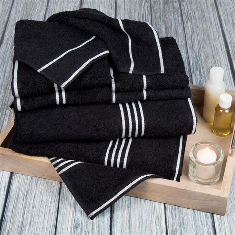 Lavish Home Rio Egyptian Cotton Towel Set In Black 8 Piece 67 0022 Bl