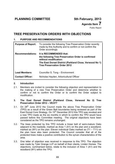 Tree Preservation Orders With Objections
