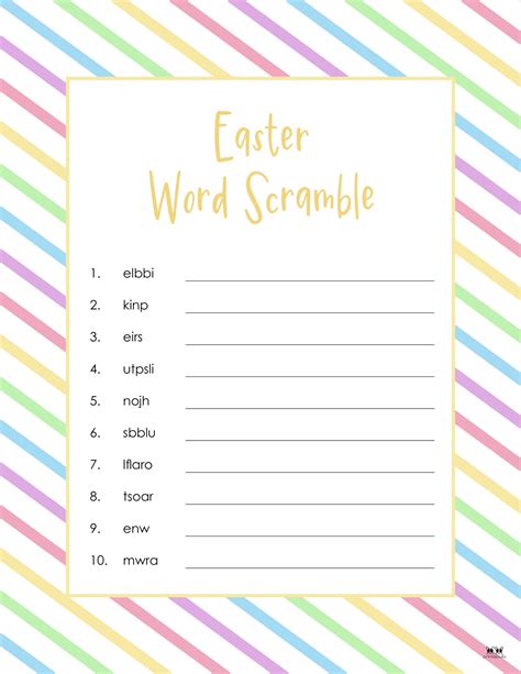 Easter Word Scrambles 15 Free Printables Printabulls