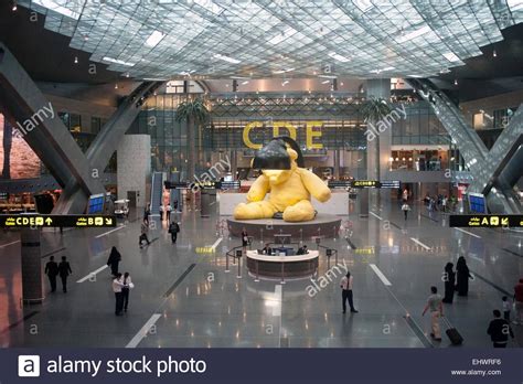 Doha Qatar Hamad International Airport Terminal Interior Stock Photo