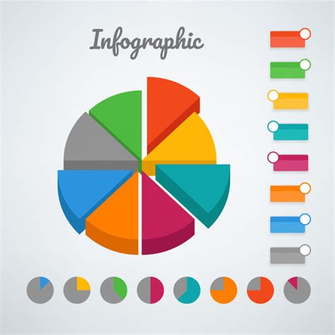 Color Pie Chart Infographic Vector Template Vector