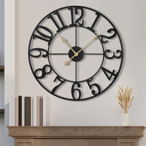 1st Owned Wall Clock 24 Inch Round Large Indoor Wall Clocks Battery Operated Silent Non Ticking