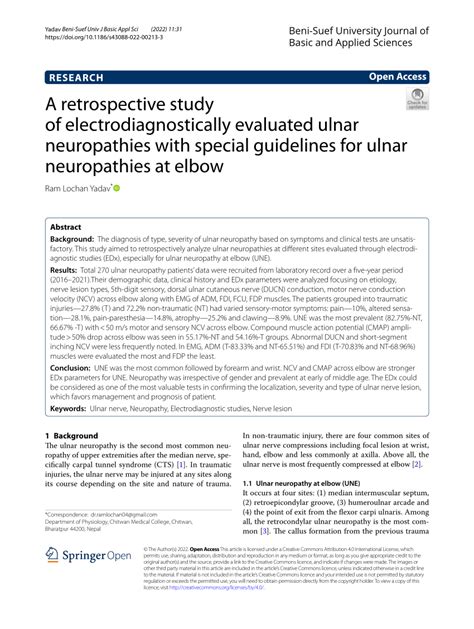 Pdf A Retrospective Study Of Electrodiagnostically Evaluated Ulnar