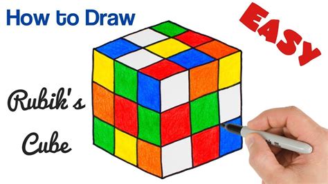 How To Draw A Rubiks Cube Easy For Kids Step By Step Youtube