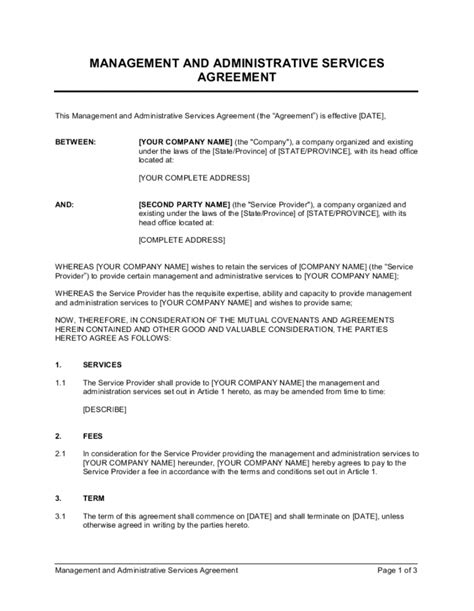 Management Services Contract Template