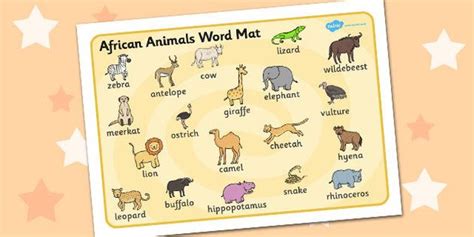 A safari was once considered a trip only for the most intrepid travellers. Southern African Animals Word Mat | African animals ...