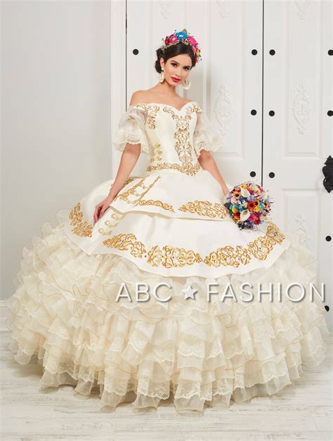 Take Everyone S Breath Away In This Off The Shoulder Charro Ball Gown With A Line Ruffled Skirt
