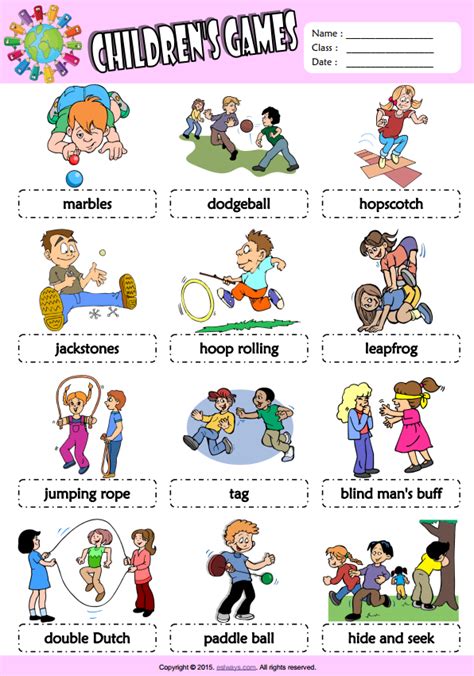 Children Games Esl Picture Dictionary For Kids