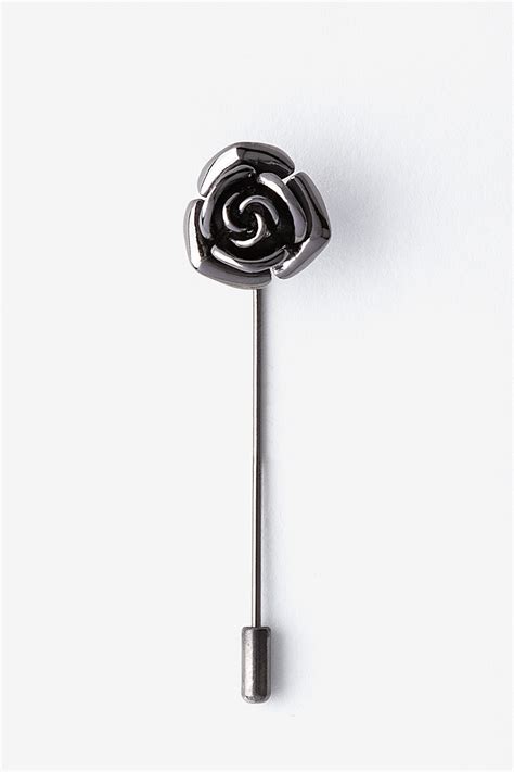 Gunmetal Metal Rose Lapel Pin