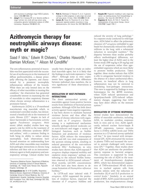 Pdf Azithromycin Therapy For Neutrophilic Airways Disease Myth Or Magic