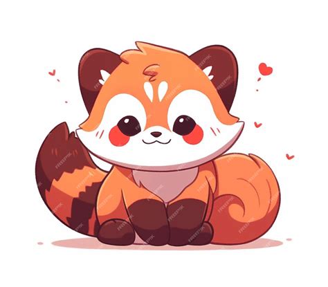 Premium Ai Image Cartoon Red Panda Sitting On The Ground With Hearts