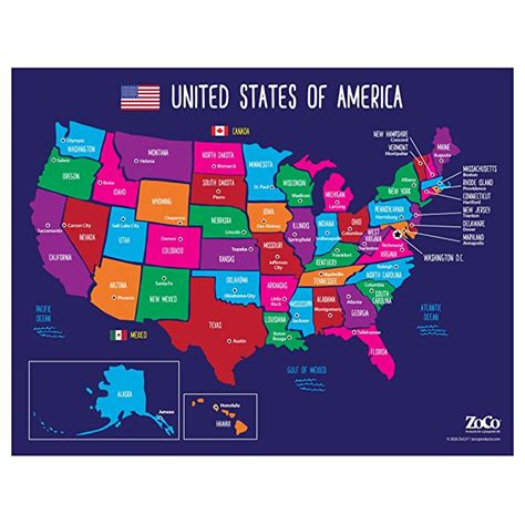 Buy Map Of Usa States And Capitals Poster Laminated 17 X 22 Inches